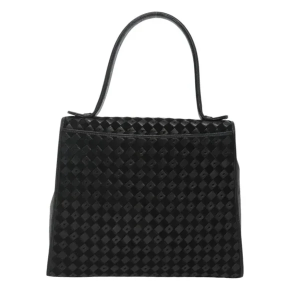 BALLY Hand Bag Leather Black Gold Auth BA1164